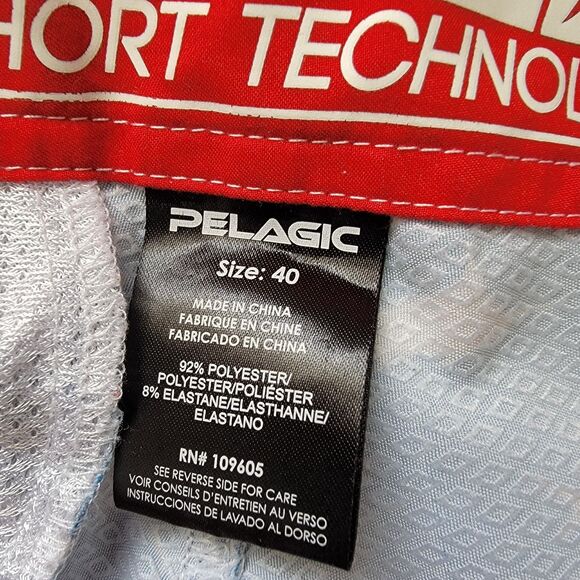 Pelagic Sharkskin Men’s 40 Red Blue American Camo Board Shorts Fish Print - Picture 11 of 15